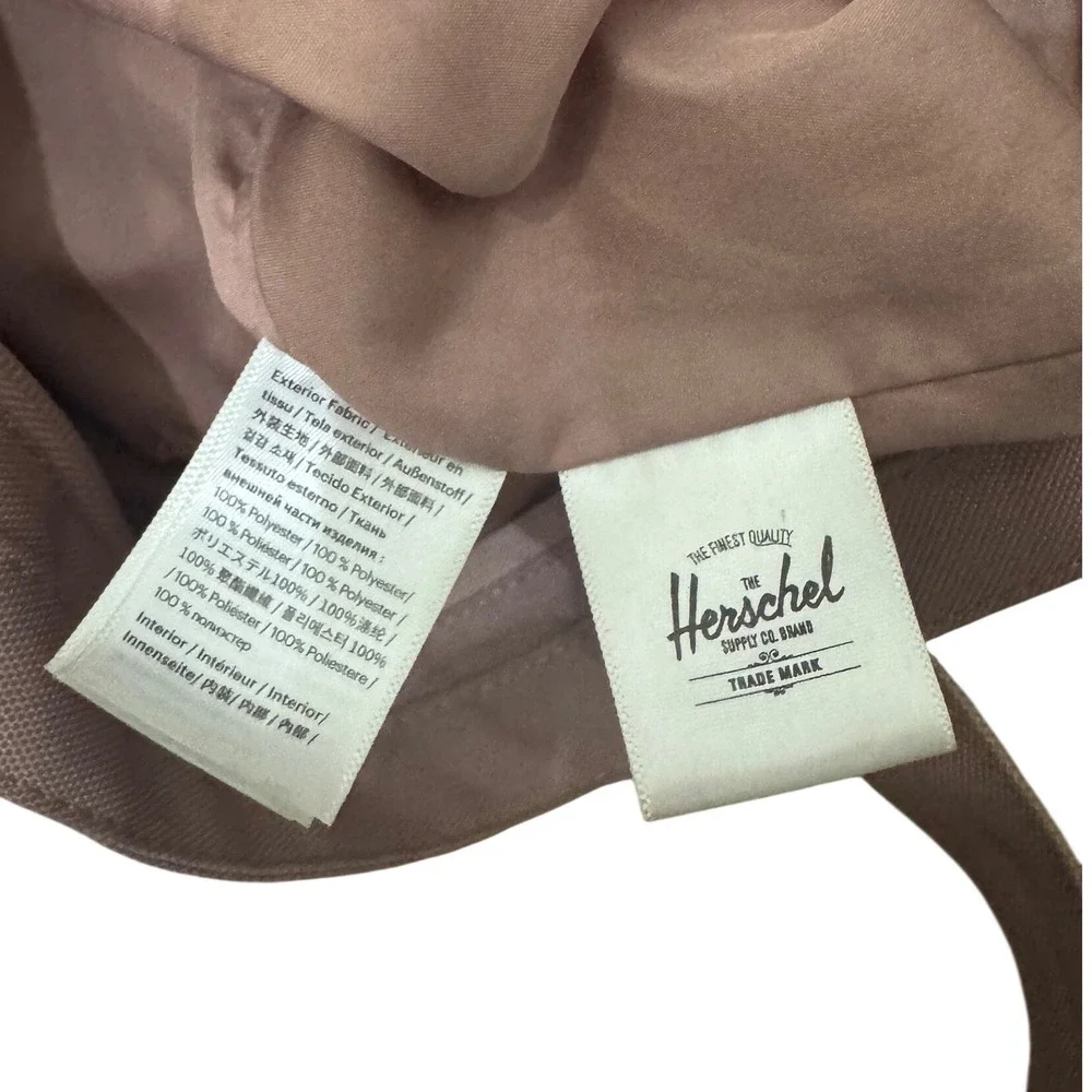 Herschel Supply Co Mica Tote Bag Ash Rose‎ Mauve Tan Canvas Zip Top Large